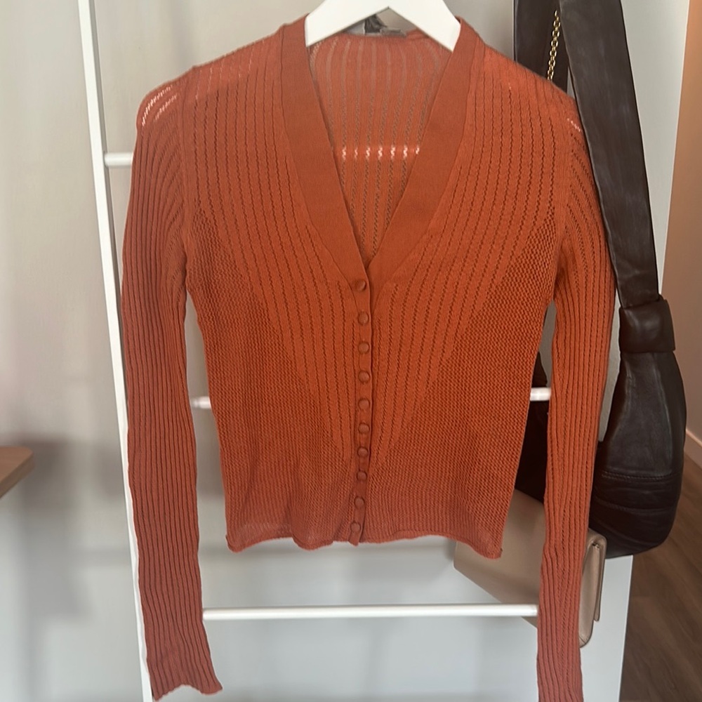 Sportmax Terracotta Button-Up Cardigan